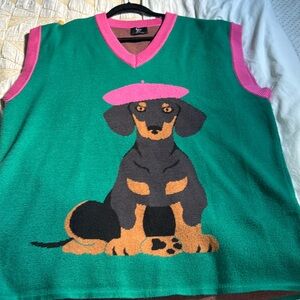 Oversized sweater vest in Walter the Weiner Dog